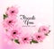 Thank You background with pink beautiful flowers.
