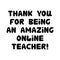 Thank you for being an amazing online teacher. Education quote. Cute hand drawn doodle bubble lettering. Isolated on white