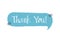 Thank you - blue speech bubble in doodle style. Vector illustration