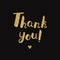 Thank You! brush handwritten gold lettering illustration.