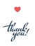 Thank you calligraphic lettering with heart icon. Template for your design works.