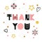 Thank you card design with golden sparkling stars and dots.