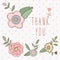 Thank you card. floral with text and flowers