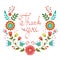 Thank you card with floral wreath