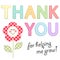Thank You card with retro gingham fabric letters as festive garland