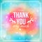 Thank you card on soft colorful background.