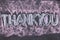 Thank you. Chalk lettering on blackboard. Multi colored inscription