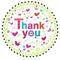 Thank you circle greeting card with colorful flowers