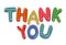 Thank You colorful lettering with polka dot pattern