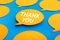 Thank you concepts with chat,speech bubble icons on blue color background