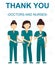 Thank you doctor and nurses. National Nurses Week. Nurses with stethoscope and medicines. Medical design