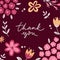 Thank you. Floral romantic greeting card with lettering and scandinavian flowers on dark background. Floral greeting cards, poster