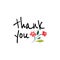 thank you with flowers card lettering. Beautiful greeting scratched calligraphy