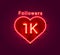 Thank you followers peoples, 1k online social group, neon happy banner celebrate, Vector