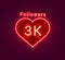 Thank you followers peoples, 3k online social group, neon happy banner celebrate, Vector