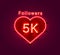 Thank you followers peoples, 5k online social group, neon happy banner celebrate, Vector