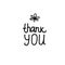 Thank YOU freehand lettering inscription. Black hand drawn Vector isolated on white card background