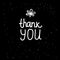 Thank YOU freehand lettering inscription. White hand drawn Vector isolated on black background. Space card