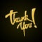 Thank you - gold glitter hand lettering on black