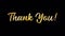Thank You golden text with light motion animation element effect. 4K seamless loop isolated transparent video animation text.