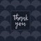 Thank You greeting card, silver lettering vector