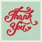 Thank You hand drawn lettering with shadow for vintage greeting
