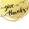 Thank you hand lettering on splash golden textured