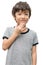 Thank you kid hand sign language on white background