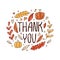 Thank you lettering with decorative autumnal elements