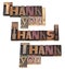 Thank you in letterpress type