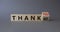 Thank You or Me symbol. Wooden cubes with words Thank Me and thank you. Beautiful grey background. Business and Thanks concept.