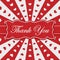 Thank You message with red hearts with red and white burst lines