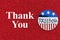 Thank you message with red, white, and blue freedom button