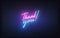 Thank you neon sign. Glowing neon lettering Thank you template