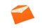 Thank You note in orange envelope on white