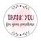 Thank you packaging round sticker. Vector illustration.