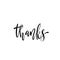 Thank you phrase, Hand drawn black lettering, photo overlay in v