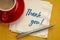 Thank you phrase on napkin