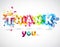 Thank you quotation with colorful abstract backgrounds