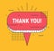 Thank You Quote Banner with Red Speech Bubble on Yellow Background. Modern Icon for Blog, Expression of Gratitude