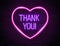 Thank You Realistic Neon Text Sign isolated on brick wall background