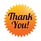 Thank you sticker (vector). Orange tag. Icon.