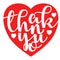 Thank you text with heart in flat style design