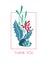 Thank you underwater greeting card with seaweeds