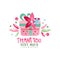 Thank You Very Much logo design, holiday card, banner, invitation with lettering, colorful label in pink colors with