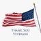 Thank You Veterans holiday banner with American Flag