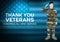 Thank you Veterans, Honoring all who served Background with Soldier Saluting. Modern Patriotic concept