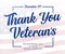 Thank You Veterans phrase on american flag