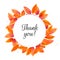 Thank You watercolor autumn wreath on a white background, with vibrant fall leaves