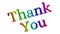 Thank You Word 3D Rendered Text With Fairy Font Illustration Colored With RGB Rainbow Gradient